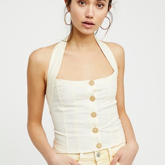 Free People Is This Love Halter Top Creme NWT - Picture 2 of 7